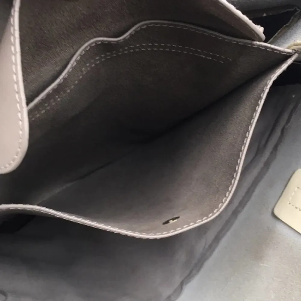 Vince Camuto gray leather tote bag 2 comp+pocket